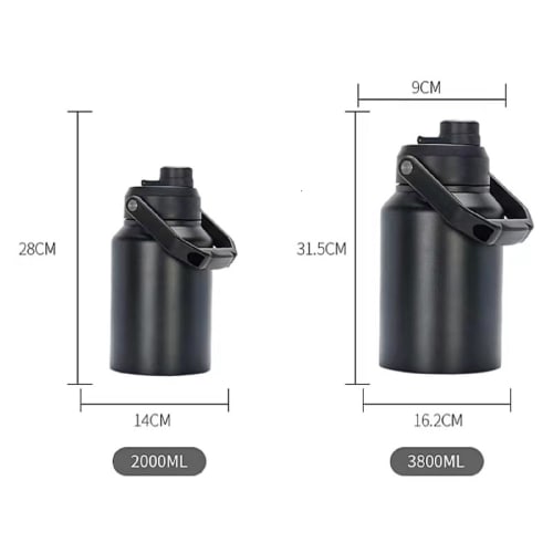 Ice Container, Camping Water Bottle, Sports Bottle, 2 Liter/3.5 Liter Large Capacity, Easy to Clean, Extra Wide Mouth, Double Stainless Steel Bottle,