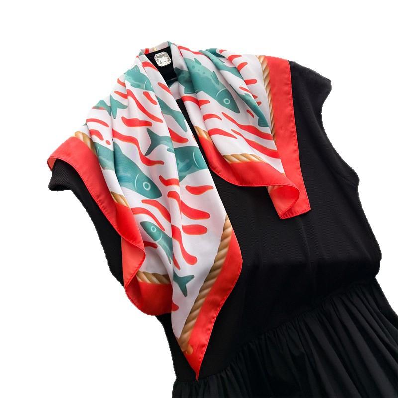 Summer pastoral simulation silk printing silk scarf small square scarf high-end shawl sunscreen neck scarf headscarf scarf