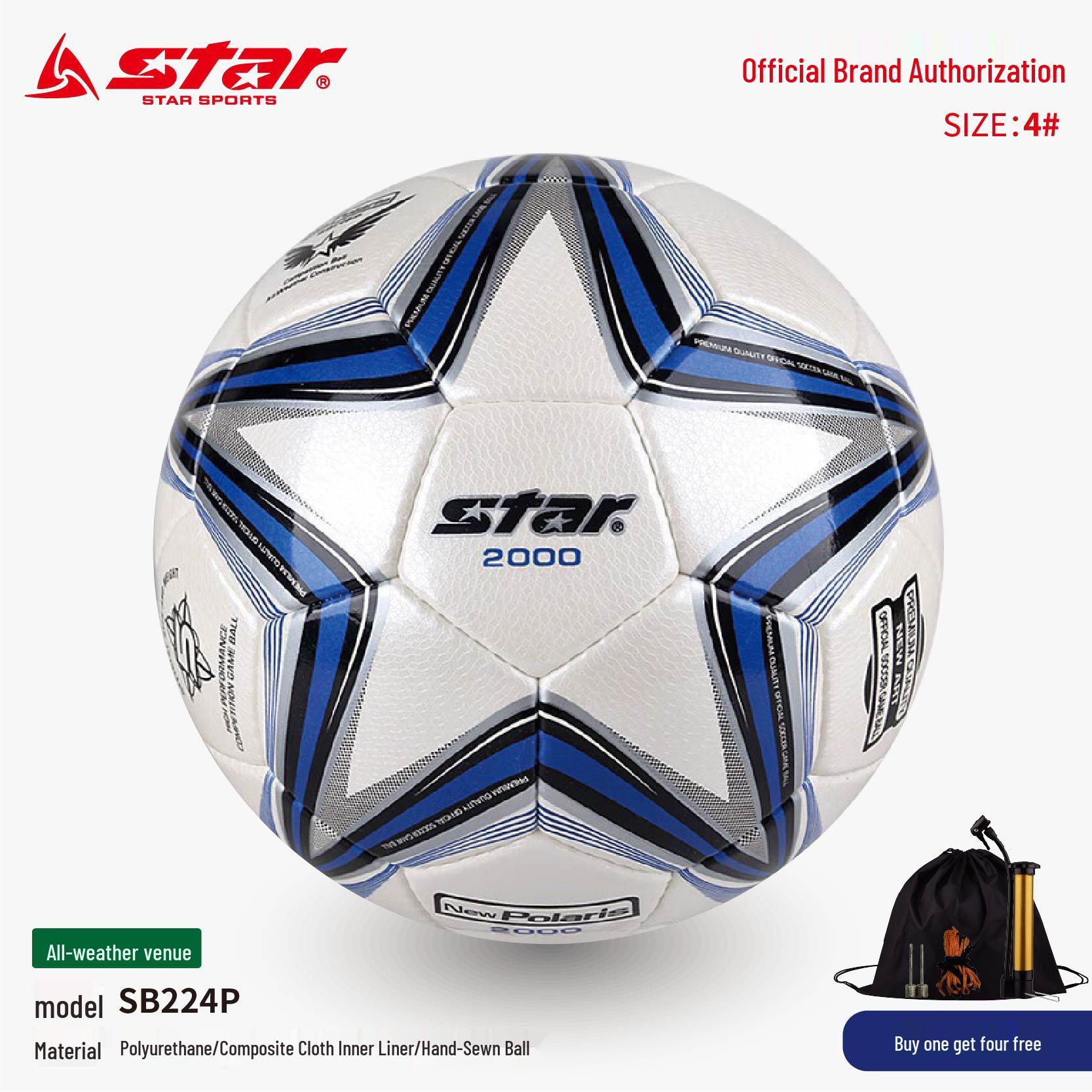 FIFA Certified STAR SB225P Crown League Football, Hand-stitched Microfiber, Size 5 & 4, Cloth Inner Liner.