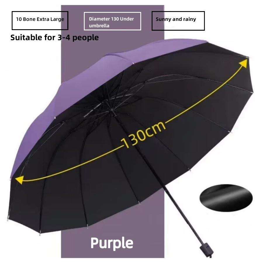 130cm/51.18" 10-žebrový manuální mega deštník: Zesílený rám, Extrémní odolnost proti větru a vodě