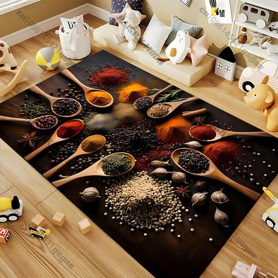 15 Sizes Kitchen Seasoning Pictures Pattern Rug Carpet for Living Room Bathroom Mat Creative Doormat Carpet for Bedroom Decor