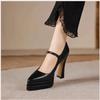 Fashion Beautiful French Niche Platform One Word Mary Jane Shoes Temperament Block Heel High Heels Women