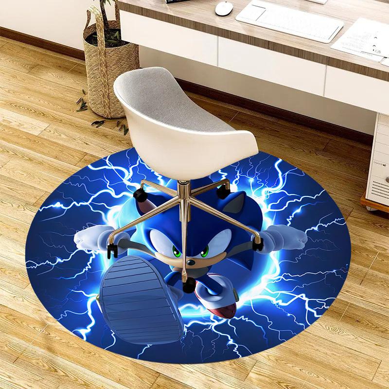 1pc Sonic the Hedgehog Lightning Speed Round carpet, Made of Polyester,Perfect for Decorating Office Chairs, Living Rooms, A Vibrant Decorative Rug