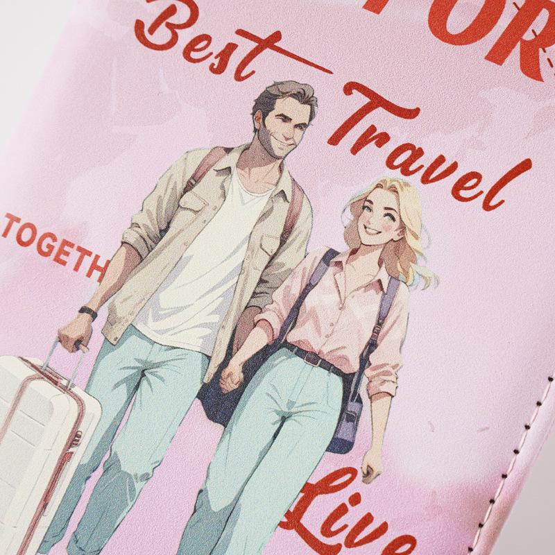 Trendy Print Men Women Passport Cover PU Leather Passport Holder Flight Ticket Holder Travel Passport Wallet ID Card Holder