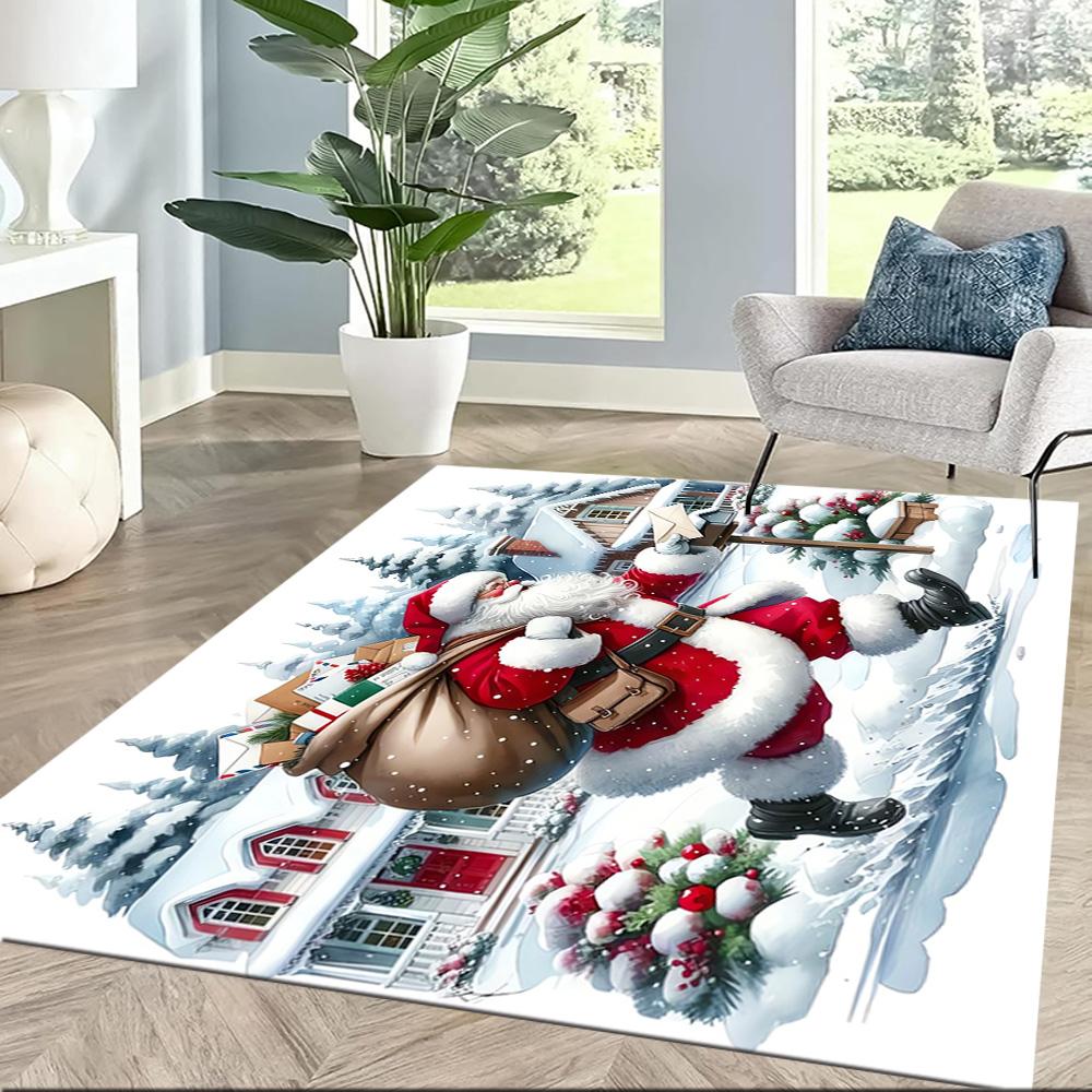 Christmas Santa Claus Delivery Floor Mats for Living Room, Bedroom and Room Decoration Are Suitable for Gifts.
