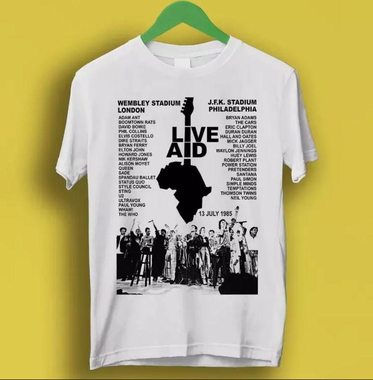 

Vintage 1985 Live Aid Concert Music Gig Event Live 1985 T-shirt, size S-4XL M