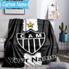 Custom Name Atletico Mineiro Flannel Blanket, Use for Birthday/Holiday Gift, Soft Blanket for Sofa/Bed/Camping/Office, Home Decor