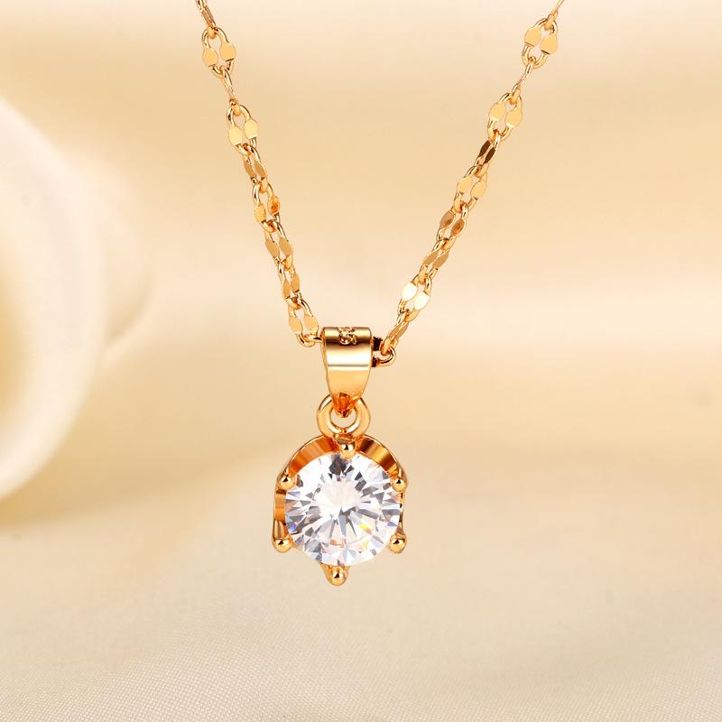 Seiko six-claw flash diamond necklace raw niche design clavicle chain