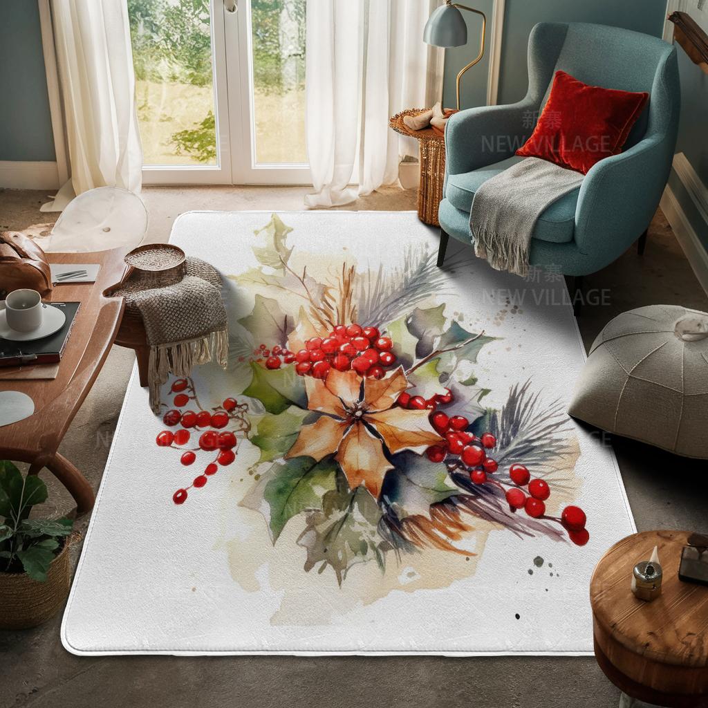 House Entrance Carpet Home Door Mat Living Room Bath Foot Bathroom Non-slip Water Absorption Rugs Bath Merry Christmas Winter