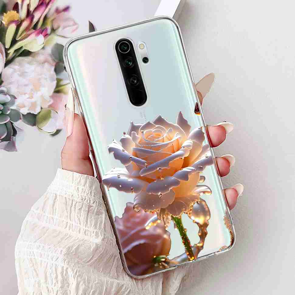 For Xiaomi Redmi Note 8 Pro 6.53" Case Luxury Flower Bow Soft Silicone TPU Cover For Redmi Note8 Pro note 8pro Shockproof Shell