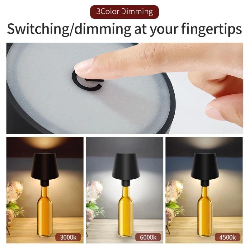 Wireless Table Lamp Wine Bottles LED Bottle Light Outdoor Use Touch Control Desk Light for Restaurants Bars Festival Party
