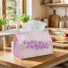 1pc Lavender Rose Tissue Box Holder with Floral Border - Portable Napkin Dispenser Suitable for Home, Car & Table Decor, Elegant Decorative Organizer 