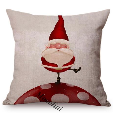 Happy New Year Cartoon Animal Cushion Cover Santa Claus Elk Christmas Decorative Cotton Linen Sofa Throw Pillow Case Cojines