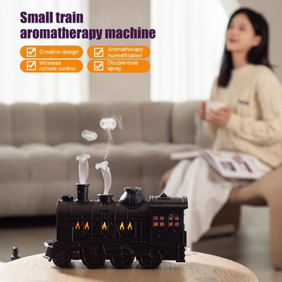 Aroma Diffuser with Timer 300ml Vintage Train Diffuser, Steam Locomotive Humidifier Remote & LED Unique Desk Accessories for Study Light, 2 Mist Modes