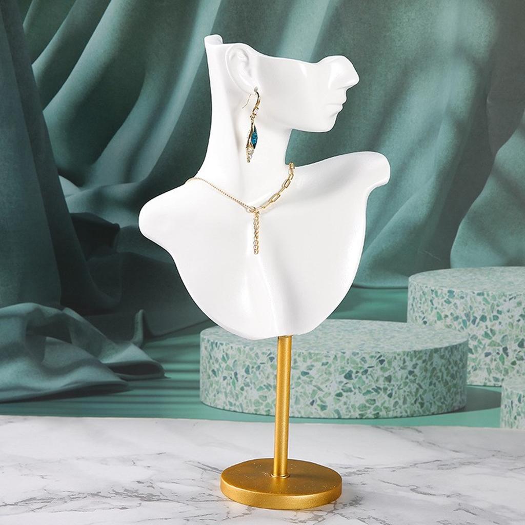 Stylish Neck Model Stand Necklace Showcases Stand Earrings Holder Resin Texture Jewelry Holder for Showcasing Jewelry