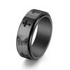 New Men's Black Stainless Steel Rotatable Cross Ring - Fashionable and Smooth Design