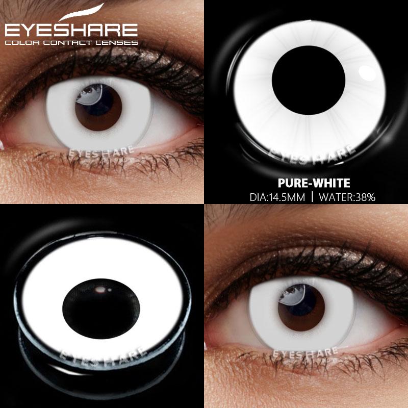 2pcs Halloween Colorful Contact Lenses for Eyes Anime Cosplay Eye Lenses Multicolored Lenses White Lenses Blue Eye Lens