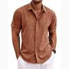 Men's Linen Short Sleeved T-shirt Loose Sweatshirt Solid Color Short Sleeved Cotton Linen Shirt for Men
