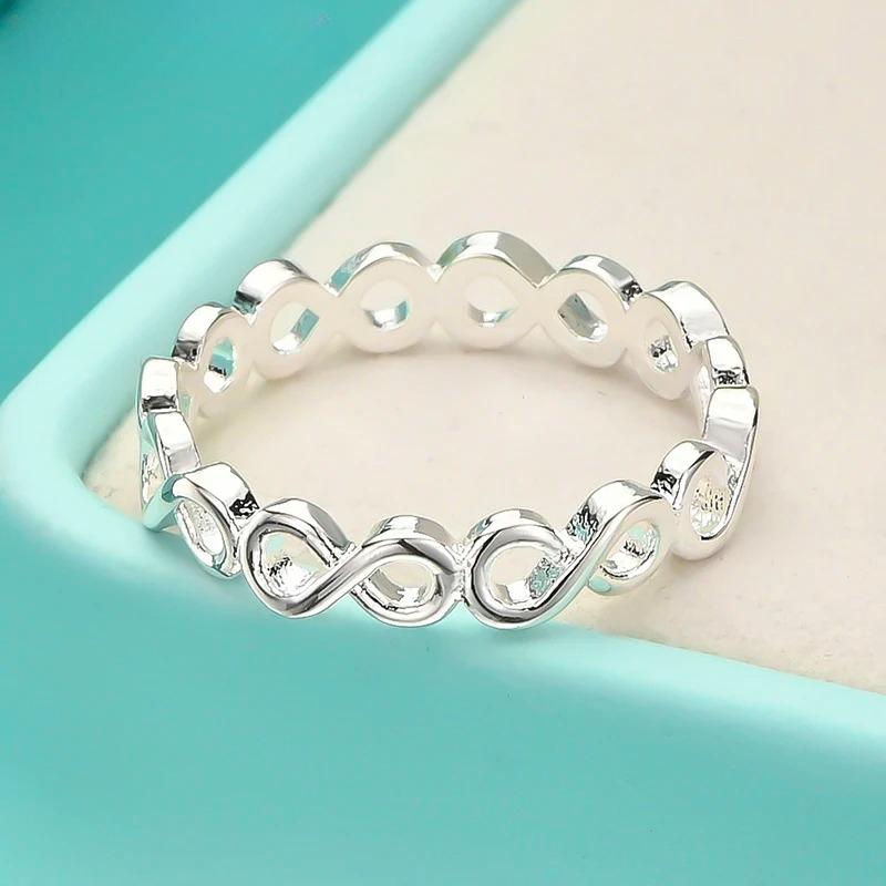 925 Sterling Silver 8 Words 7-10# Ring for Women Wedding Charm Engagement Fashion Jewelry