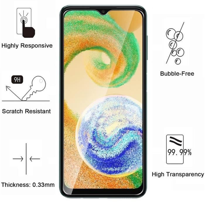 Protective Film - Phonillico - Samsung Galaxy A04S - Pack of 2 - Tempered Glass - Scratch-resistant