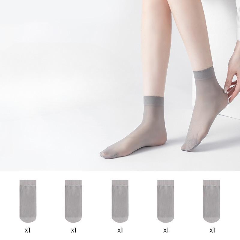 5 Pairs of Women's Summer Ultra Thin Non Slip Invisible Anti Hook Wire Wire Socks