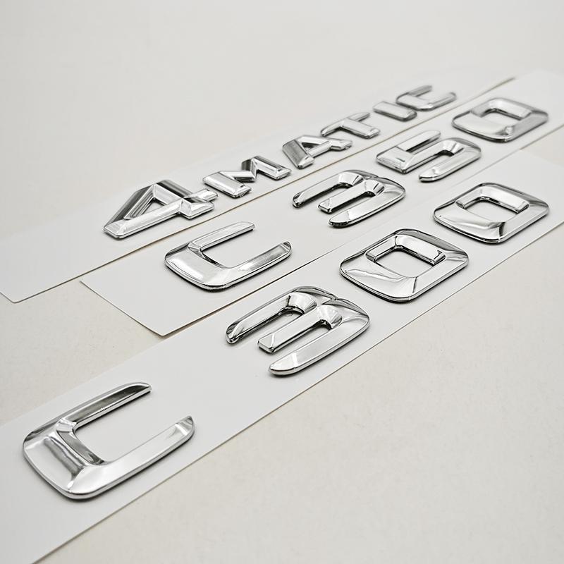 3D ABS Car Letters Logo C300 C350 4MATIC Rear Trunk Badge Sticker Decals For Mercedes Benz C Class C300 C350 W205 Tail Marking
