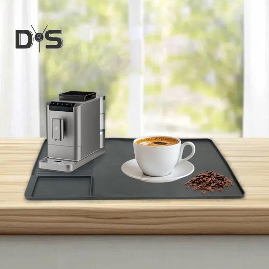 Silicone Coffee Mat 24''x16'' Anti-Spill Coffee Bar Mat Heat Resistant Dish Drying Pad Noise Reduction Shock Absorption Coffee Bar Accessories