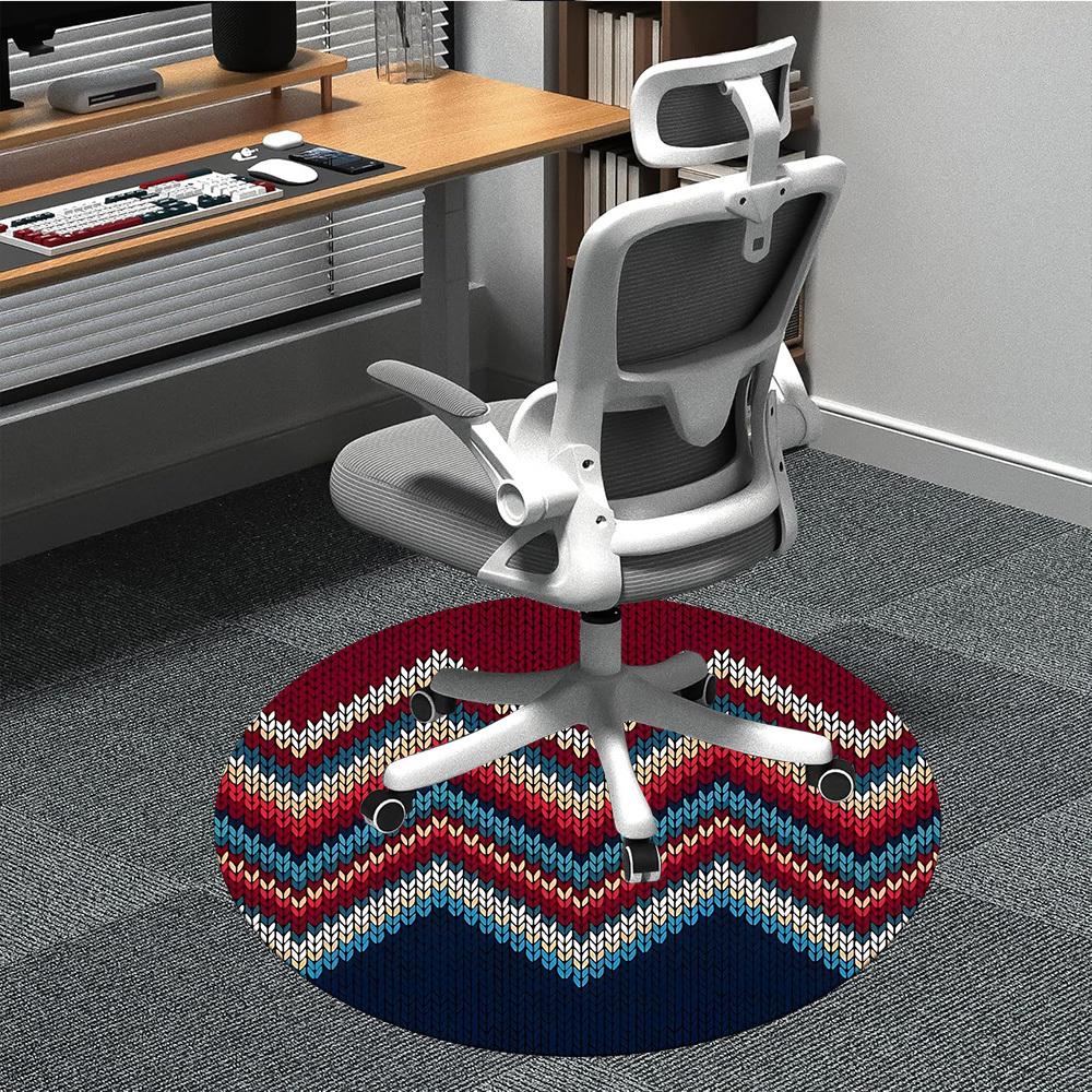

1pc Knitted Pattern Office Round Area Rug, Mat Suitable For Office, Under Office Chairs Bedroom Living Room Home Decor, Room Deco 80cm