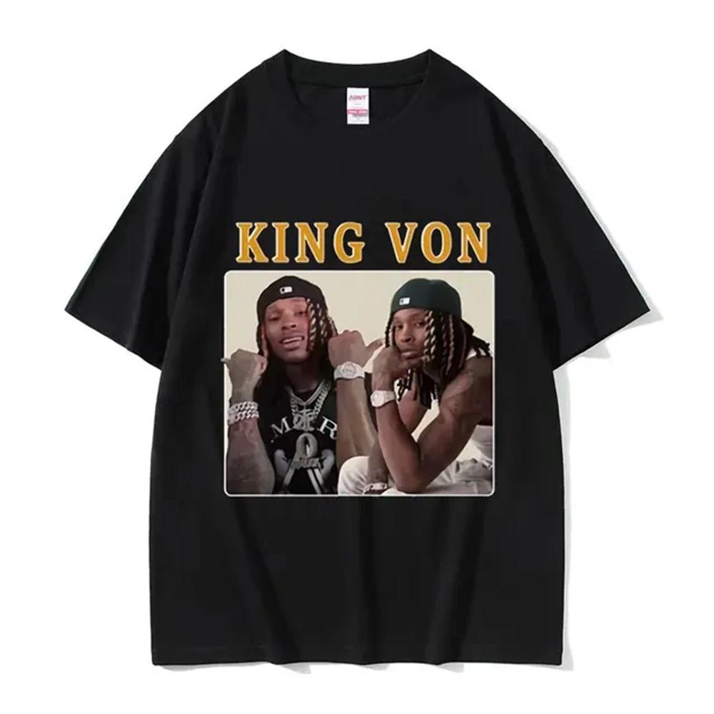 Rapper K-King Von Graphic T Shirt Men's Hip Hop Gothic Fashion Short Sleeve T-shirts Oversized T-shirt Streetwear 80312