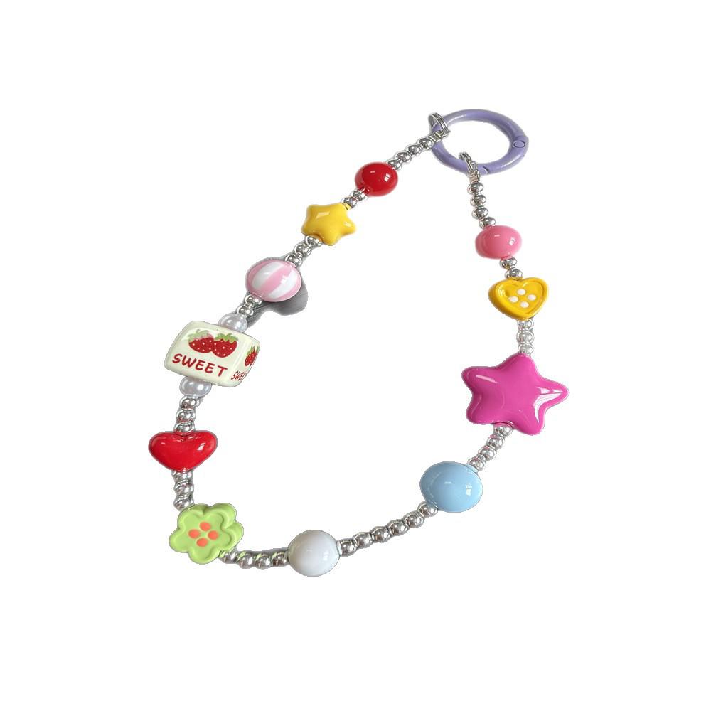 Customized Colorful Star Cheese Lanyard Phone Case Keychain Ornament