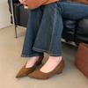 Autumn suede pointed wedge heel medium heel single shoes soft sole light mouth versatile high heel ladle shoes women's shoes suede