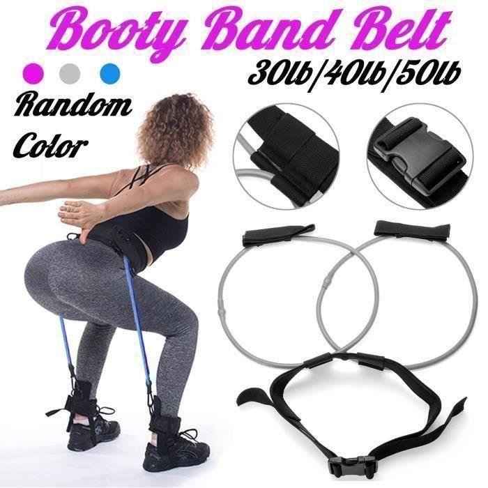 Sangle de Musculation - Elastiband - QH04 - 30lb - Bleu/Rose/Gris - Ceinture de Butin