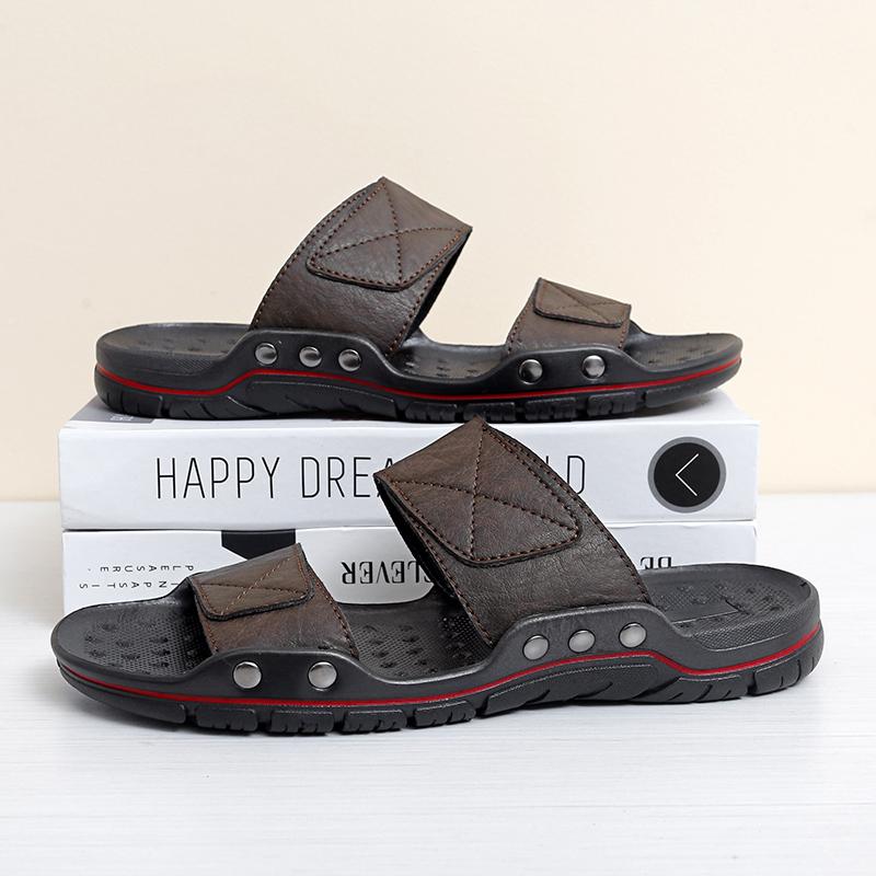 Pánské plážové pantofle z pravé kůže Velké domácí sandály Letní plážové sandály Venkovní Ležérní Vycházky Plážové žabky Pánské Boty