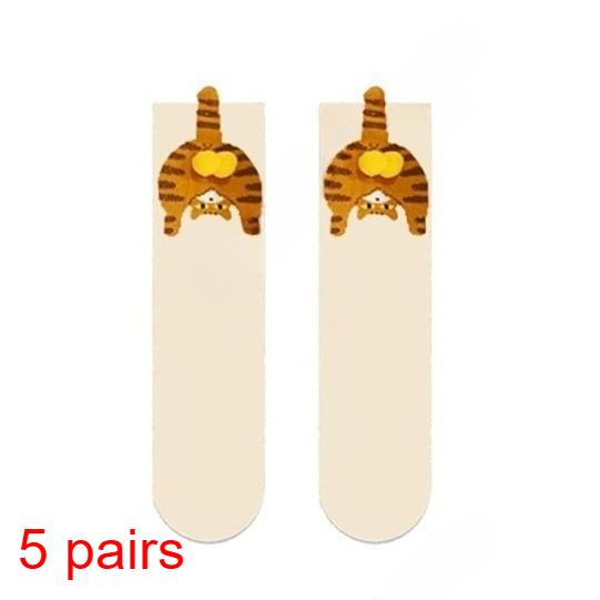 Couple Cat Egg Socks 3D Funny Mid Tube Winter Warm Matching Wear for Lovers Halloween Christmas Gift Cozy Novelty Style