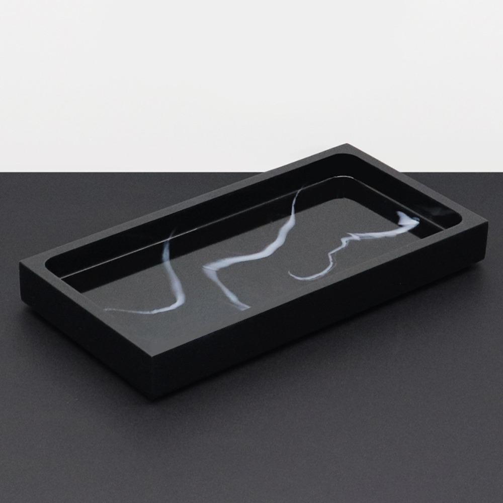 High Grade Marble Patterned Bathroom Counter Tray Resin Rectangular Soap Dispenser Tray Hotel Sink Storage Tray