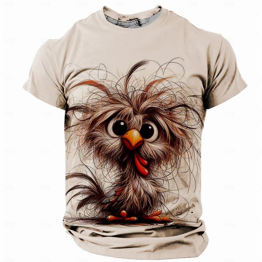Funny Men's T Shirt Animal Chicken Print Summer Casual Short Sleeve Tee Street Fashion O-Neck Pullover Men's Oversized Clothing