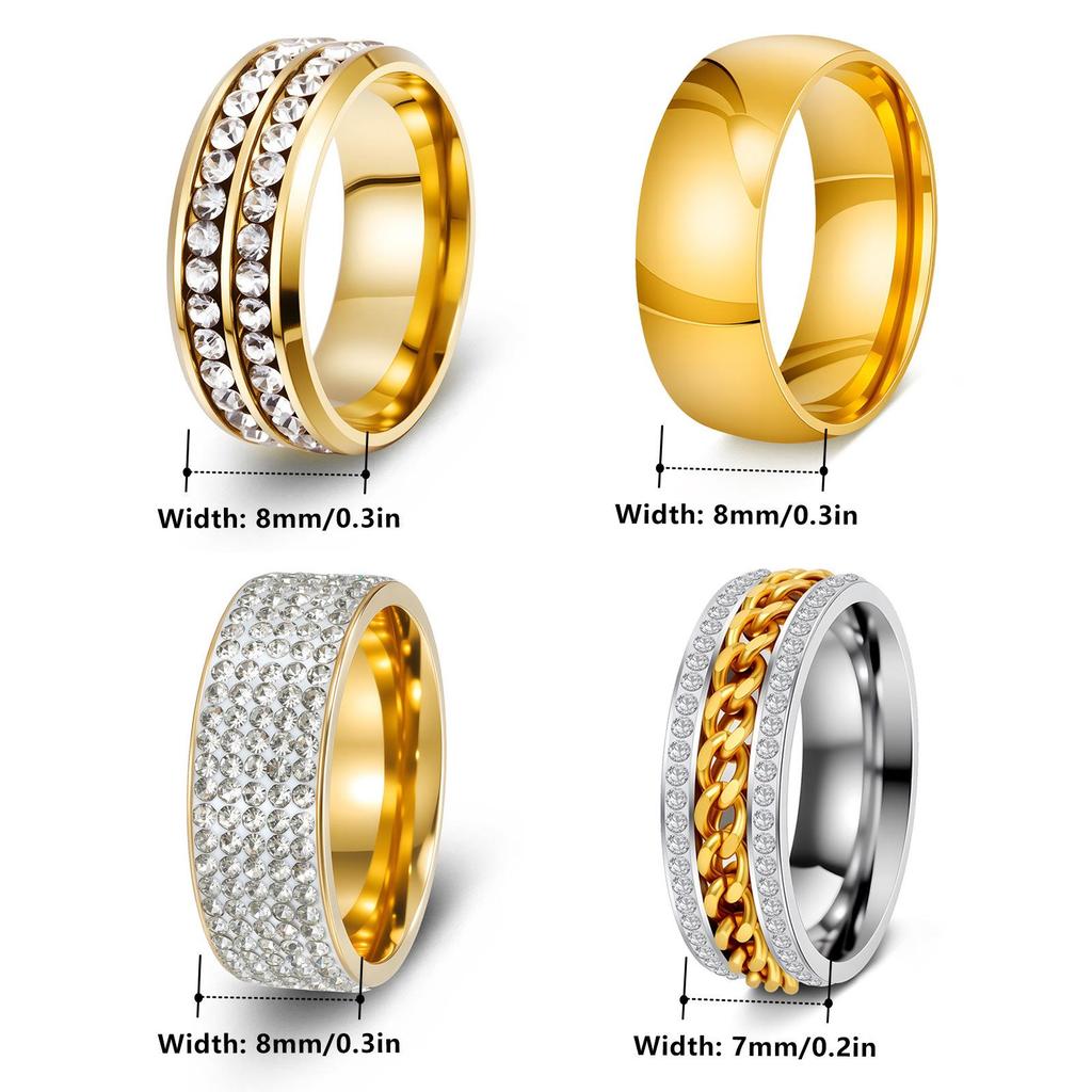 Anello di Coppia in Acciaio Titanio e Diamante Stile Europeo e Americano - Gioielli alla Moda in Acciaio Inossidabile