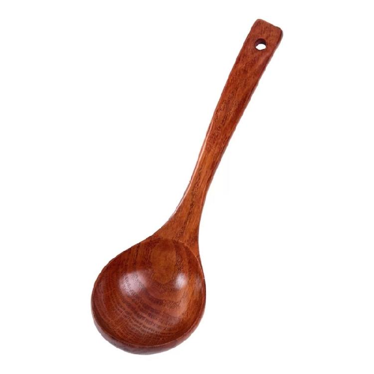 Curving Handle Wooden Kitchens Spoon For Soup Porridge Stirring Serving Heat Resistant Solid Wood Utensils Japanese Style Designs