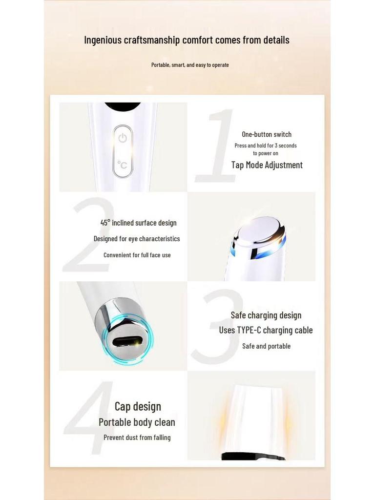 Ionic Eye Massager: Anti-Wrinkle & Skin Rejuvenation Device with Color Light Therapy