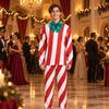 Christmas-Themed Adult Costume Two-Piece Striped Holiday Long-Sleeved