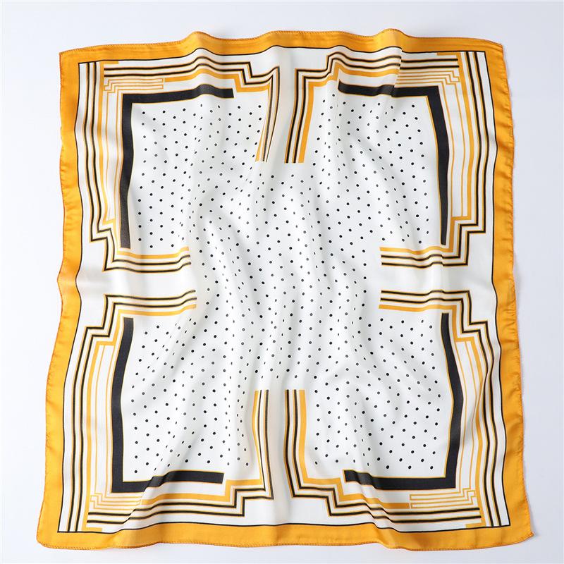 Korean version of fashion polka dot silk scarf women's 71x71cm square scarf simple and versatile professional scarf simulation silk scarf autumn and w