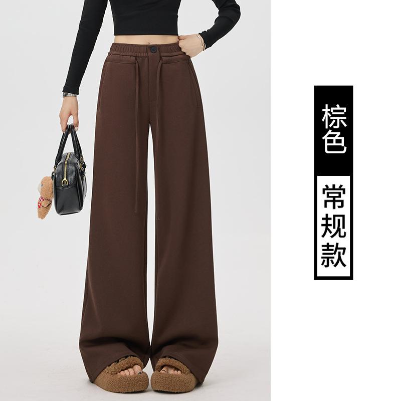 

Серые ретро спортивные штаны женские осенние с высокой посадкой драпированные прямые брюки облегающие свободные повседневные широкие спортивные штаны XL