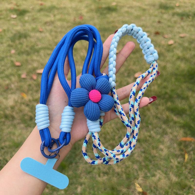 Universal Cartoon Flower Phone Lanyard Durable Crossbody Long Rope Adjustable Neck Strap for Outdoor Activities Gift