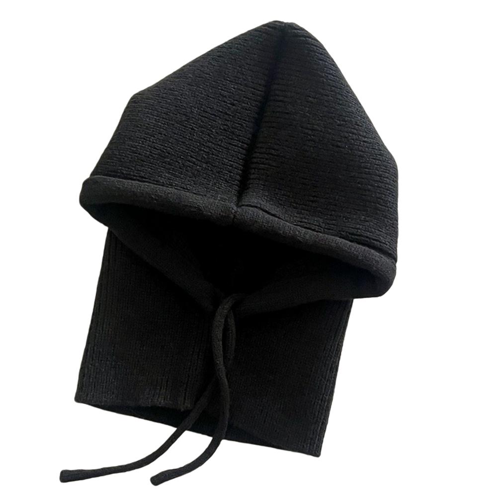 

Fashion Knitted Hooded Hat with Fake Collar Shawl Warm Winter Skullies Beanies for Women чёрный