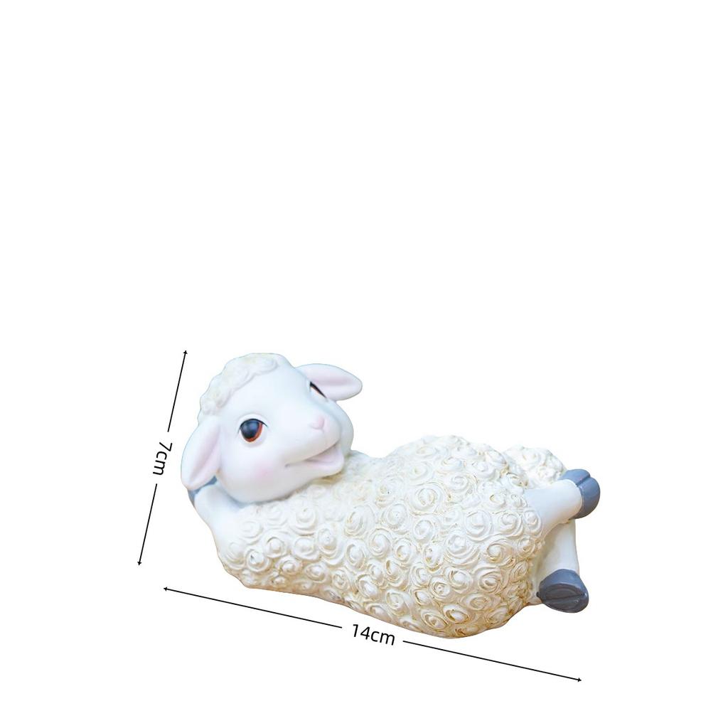 Creative Resin Leisurely Lamb Farm Statue,Sheep Statue,Lamb Figurine Cute Outdoor Decoration Animals Sculpture  for Yard Patio Landscaping Decor