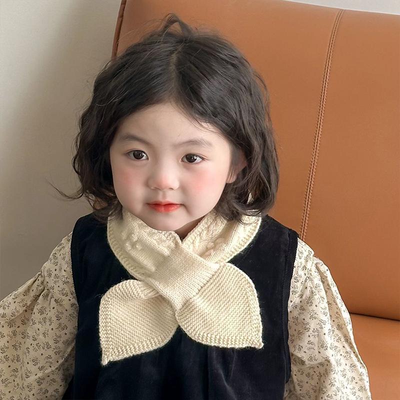 Autumn And Winter Children'S Scarf Cute Baby Warm Knitted Scarf Fashionable Boys And Girls Cross Scarf Neck Cover