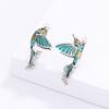 Fashion Creative Hummingbird Women's Earrings Color Epoxy Jewelry Birds Earrings For Ladies Wedding Handmade Enamel Gift