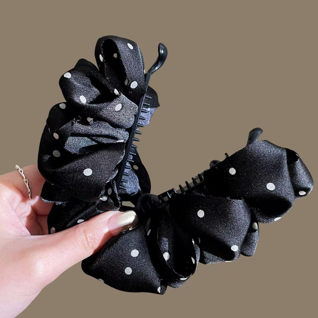 Eleganter Tupfen-Bananenclip Haarspange für Frau Florale Stoff-Haarnadel Mode Mädchen Pferdeschwanz-Clip Haaraccessoires