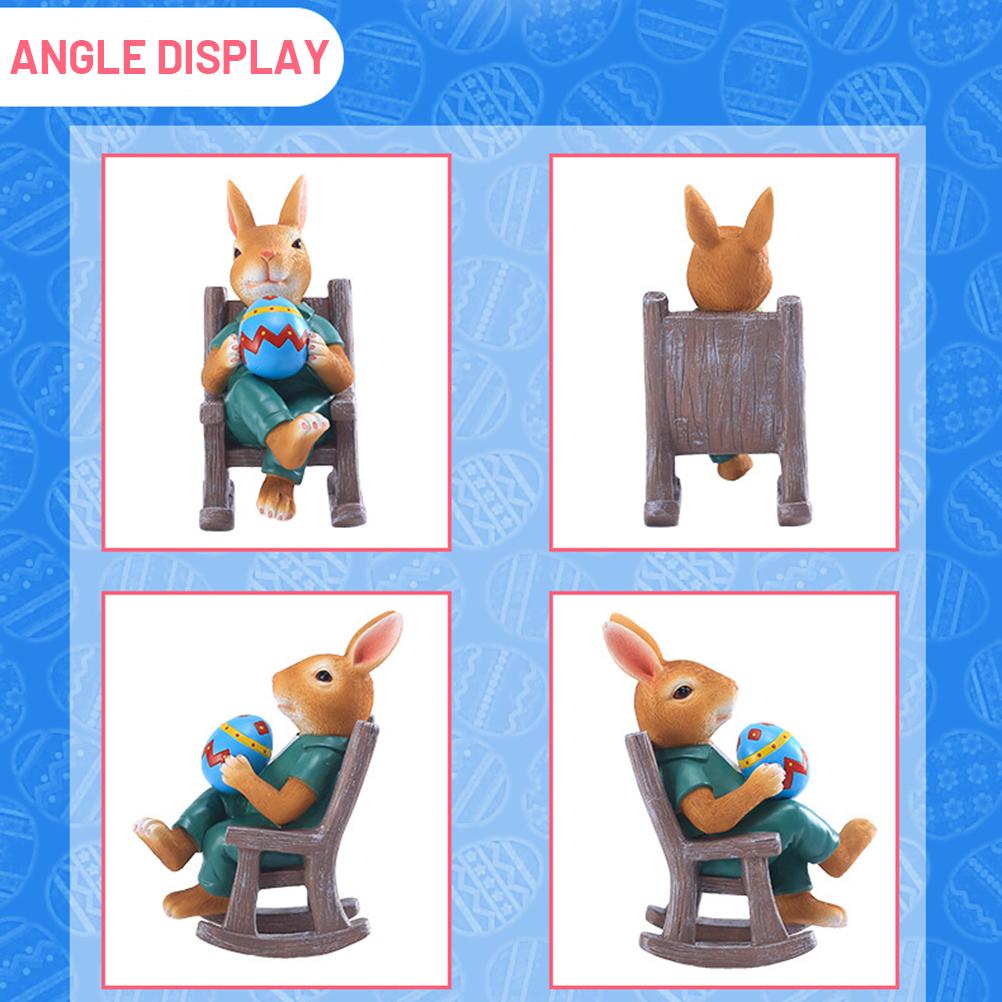 Easter Rabbit Statue Table Decor Resin Bunny Sitting On Chair Statue Tabletop Centerpieces Ornaments Home Party Holiday Decoration Gift