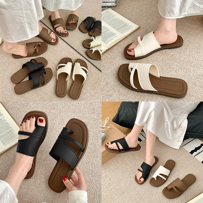 Ein-Wort Zehenslipper Damen Sommer Koreanische Version Retro Einfache Ein-Wort Slipper Ein-Pedal Römersandalen